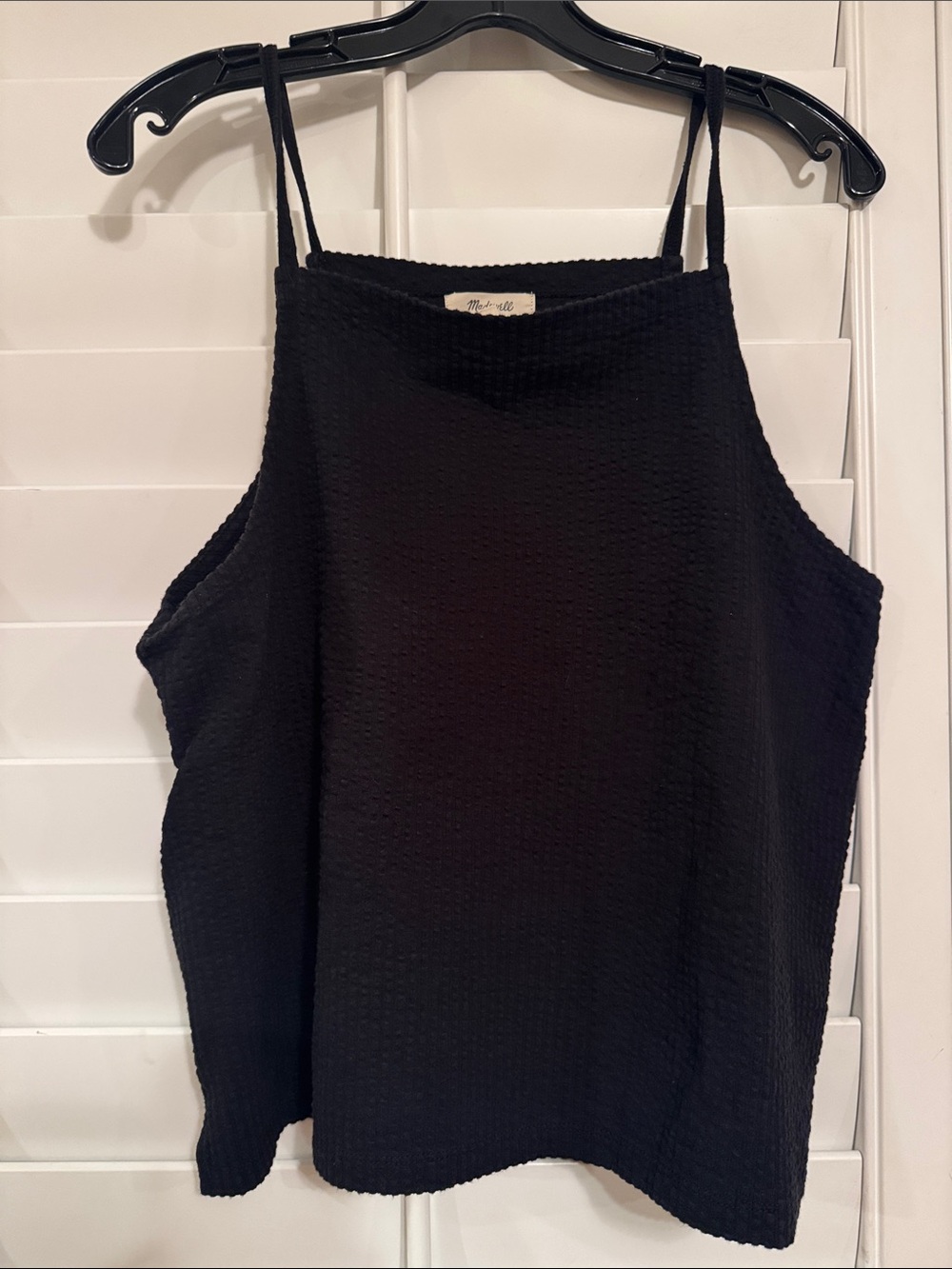 Madewell Black Textured High-Neck Cami with Thin Straps